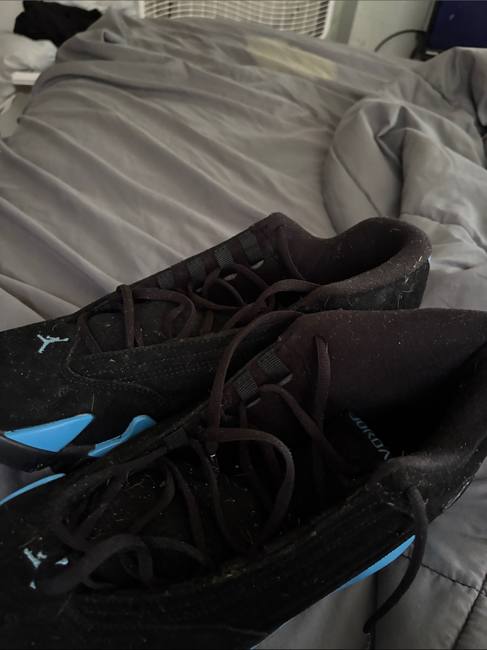 Jordan Men's Black with Light Blue Accents Sneakers